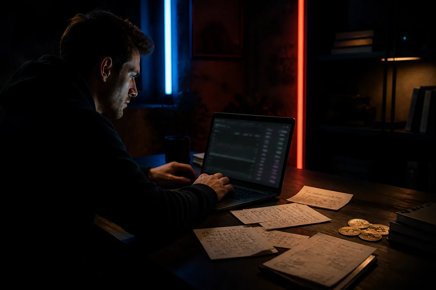 User analyzing Abacus Market data on laptop
