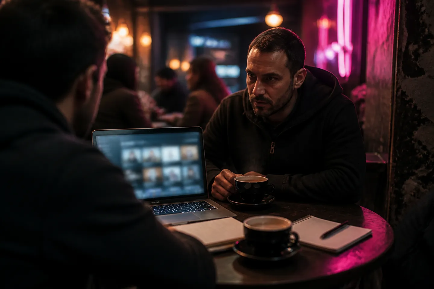 user discussing darknet market invites at a cafe