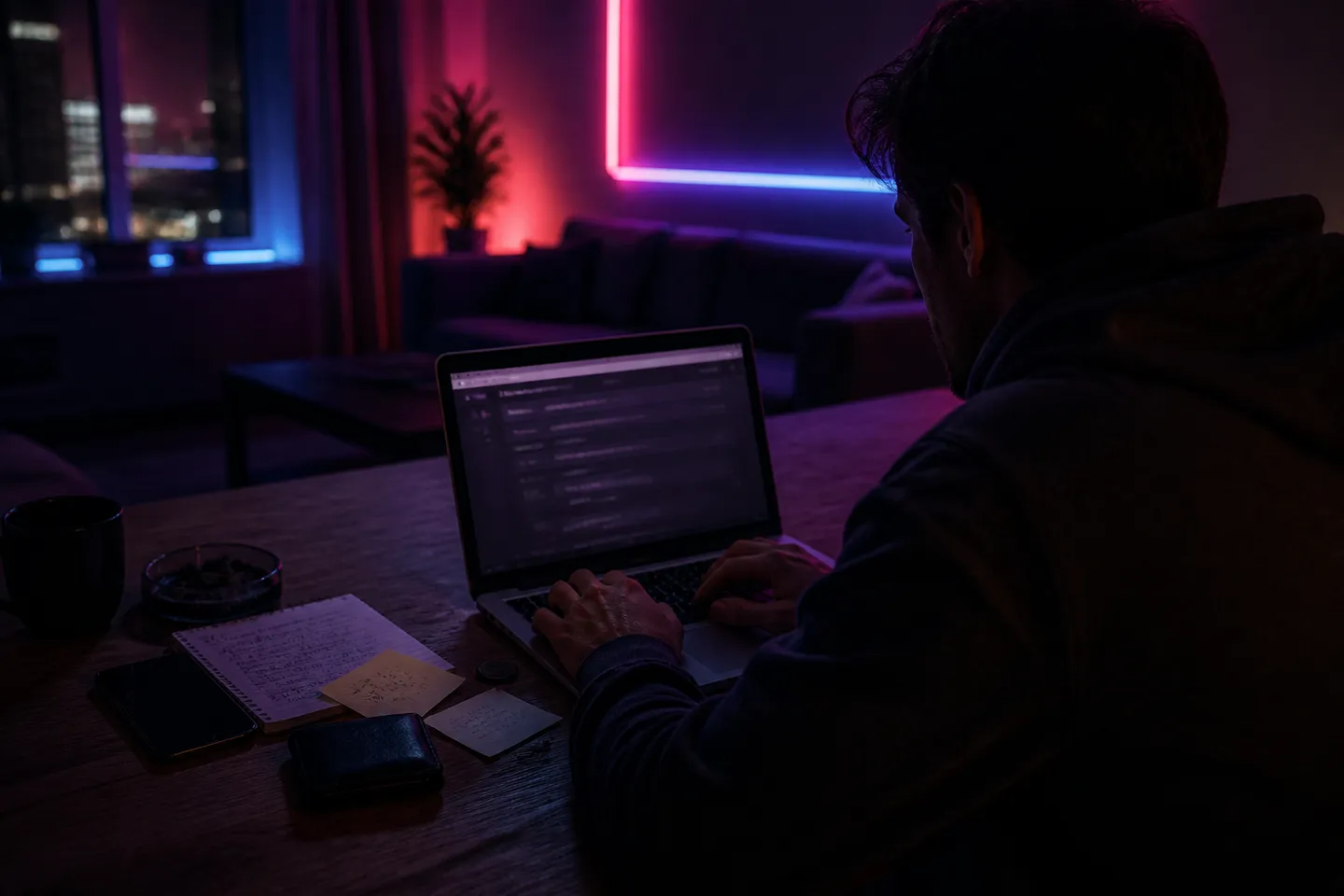 user exploring dark web marketplace on laptop
